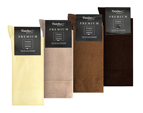 Rainbow Socks - Herren Premium Antibakterielle Business-Socken mit Silberionen - Zitronengelb Beige Hellbraun Braun - Größen 44-46