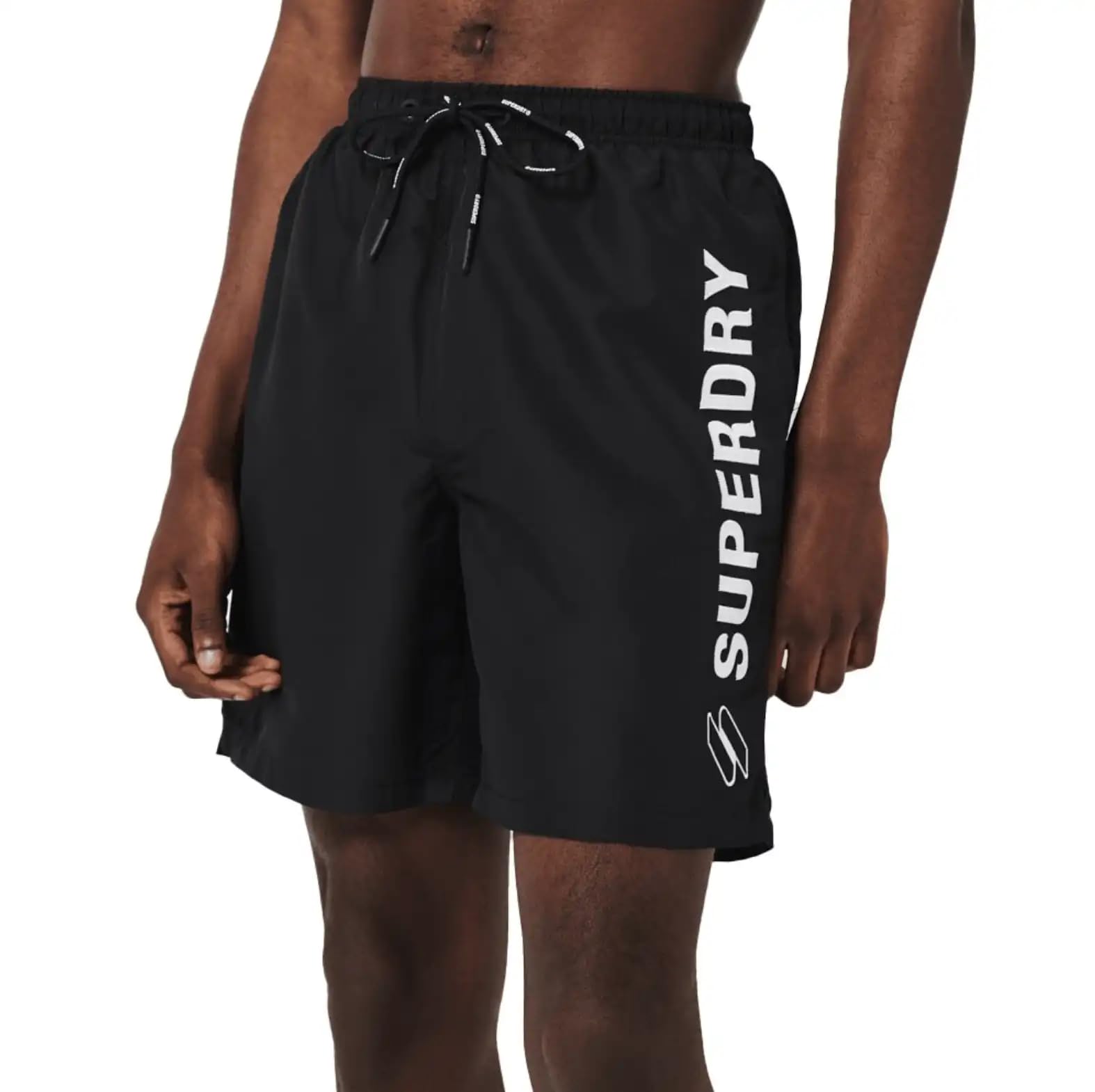 Superdry Mens Code APPLQUE 19INCH W2-Swim Shorts, Black, Small