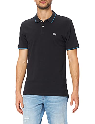 Lee Mens Pique Polo T-Shirts, Black, L/Tall