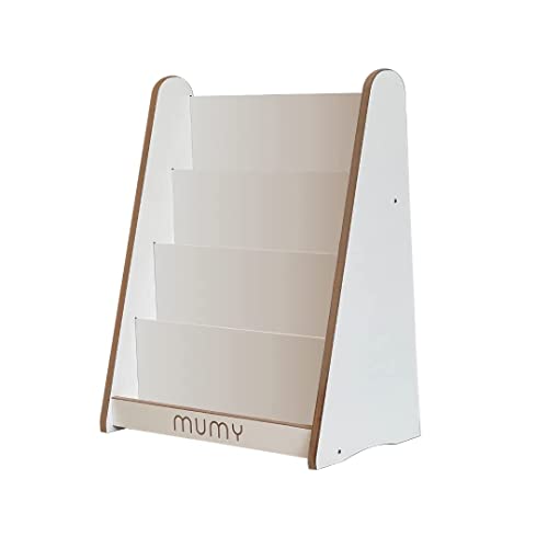mumy easyTALL Bücherregal Montessori mit 4 Ablagen vorne | hergestellt in Italien aus nachhaltigen Materialien (White)