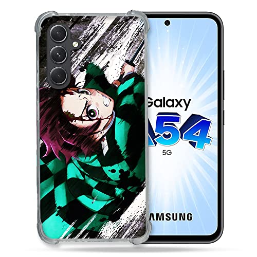 Cokitec Schutzhülle aus Hartglas für Samsung Galaxy A54 5G Manga Demon Slayer Tanjiro