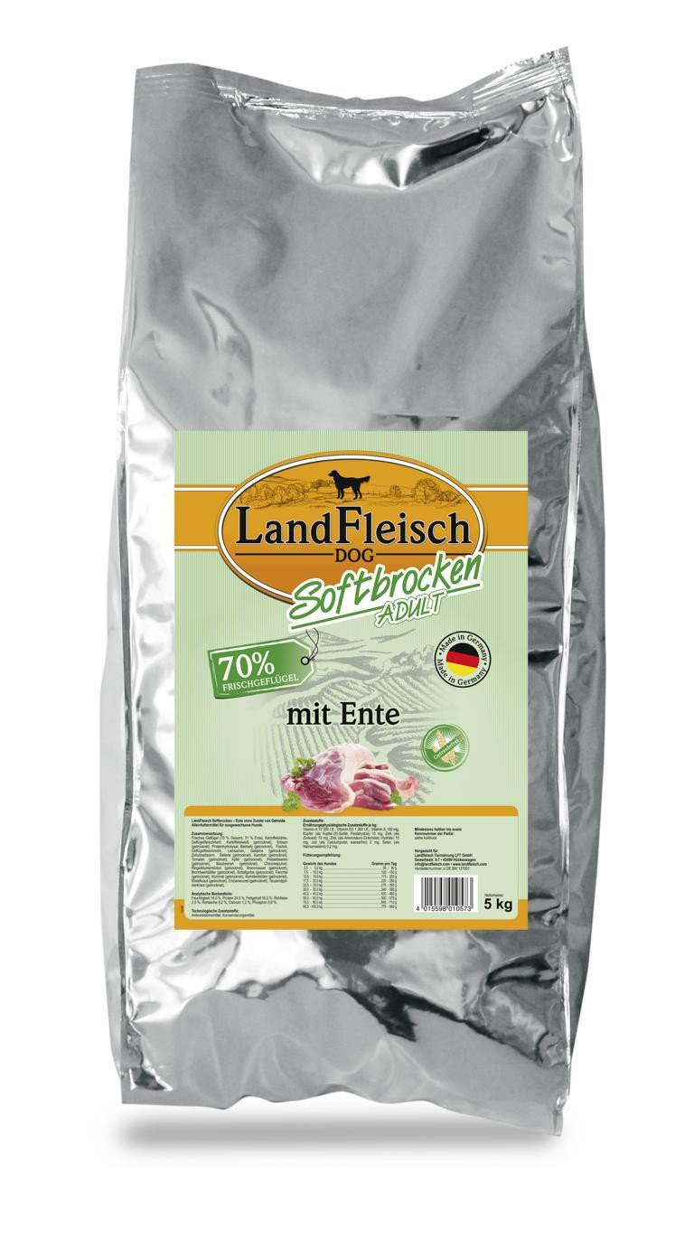 Landfleisch Dog Softbrocken Adult mit Ente, 1er Pack (1 x 5 kg)