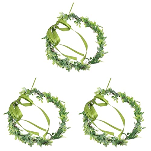 Blumen-Stirnband Blumen-Blumen-Stirnband Blumen-Krone Blumen-Kranz-Haarband Künstliches Kranz-Stirnband Schönheit ( Color : Olive Greenx3pcs , Size : 15x12cmx3pcs )