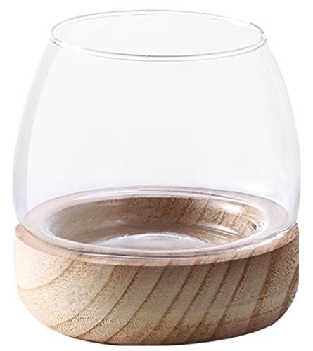 Globe Goldfischglas Mit Holztablett Goldfischglas Efeuschalen Fischglas Vasen Glas Micro Landschaft Flasche Glas Mini Pflanzenbehälter-Small