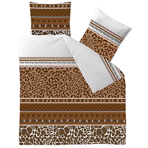 aqua-textil Trend Bettwäsche 200 x 200 cm 3teilig Baumwolle Bettbezug Ebony Afrika Leopard Weiß Braun Beige