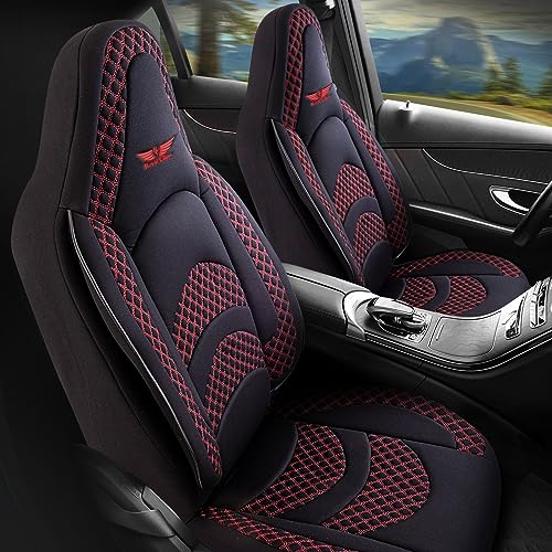 Auto-Sitzbezüge komplett Auto-Sitzbezug Set Fahrersitz und Beifahrer Rücksitz-Bank Auto-Zubehör Schonbezug Autositzbezüge kompatibel für Mazda CX-5 in Schwarz Rot Pilot 3.2