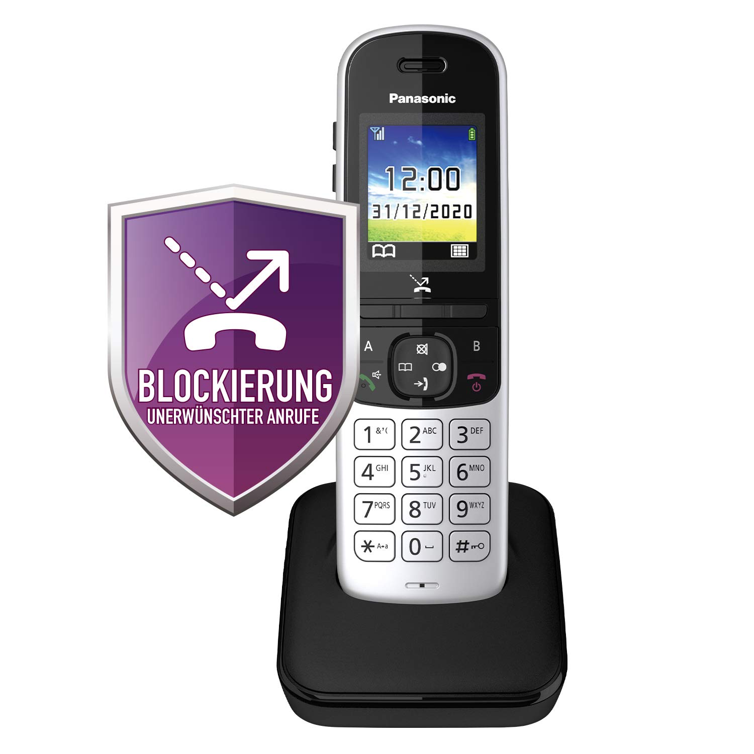 Panasonic KX-TGH710GS Schnurlostelefon ohne Anrufbeantworter (DECT Telefon, strahlungsarm, Farbdisplay, Anrufsperre, Freisprechen) schwarz