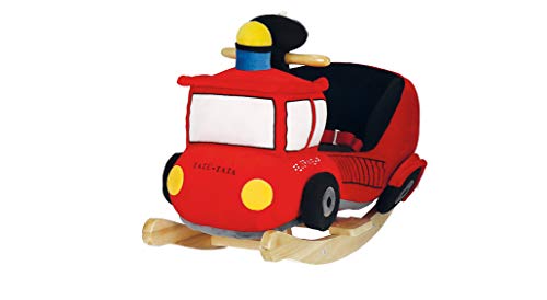 Bieco Plüsch Schaukeltier Feuerwehr Auto | Kinder Schaukelstuhl | Sicherheitsgurt | Baby Schaukel | Schaukel Kleinkind | Schaukeltier Baby Zimmer | Baby Schaukelwippe ab 9 Monate | Schaukelpferd Holz