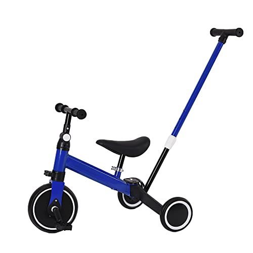 Supfine Laufrad für Babys, Laufrad für Kinder, ohne Pedale, für Babys ab 18 Monaten, erstes Fahrrad mit 3 Rädern für Jungen und Mädchen, Laufrad für Babys mit Schiebestange (3-in-1, blau)
