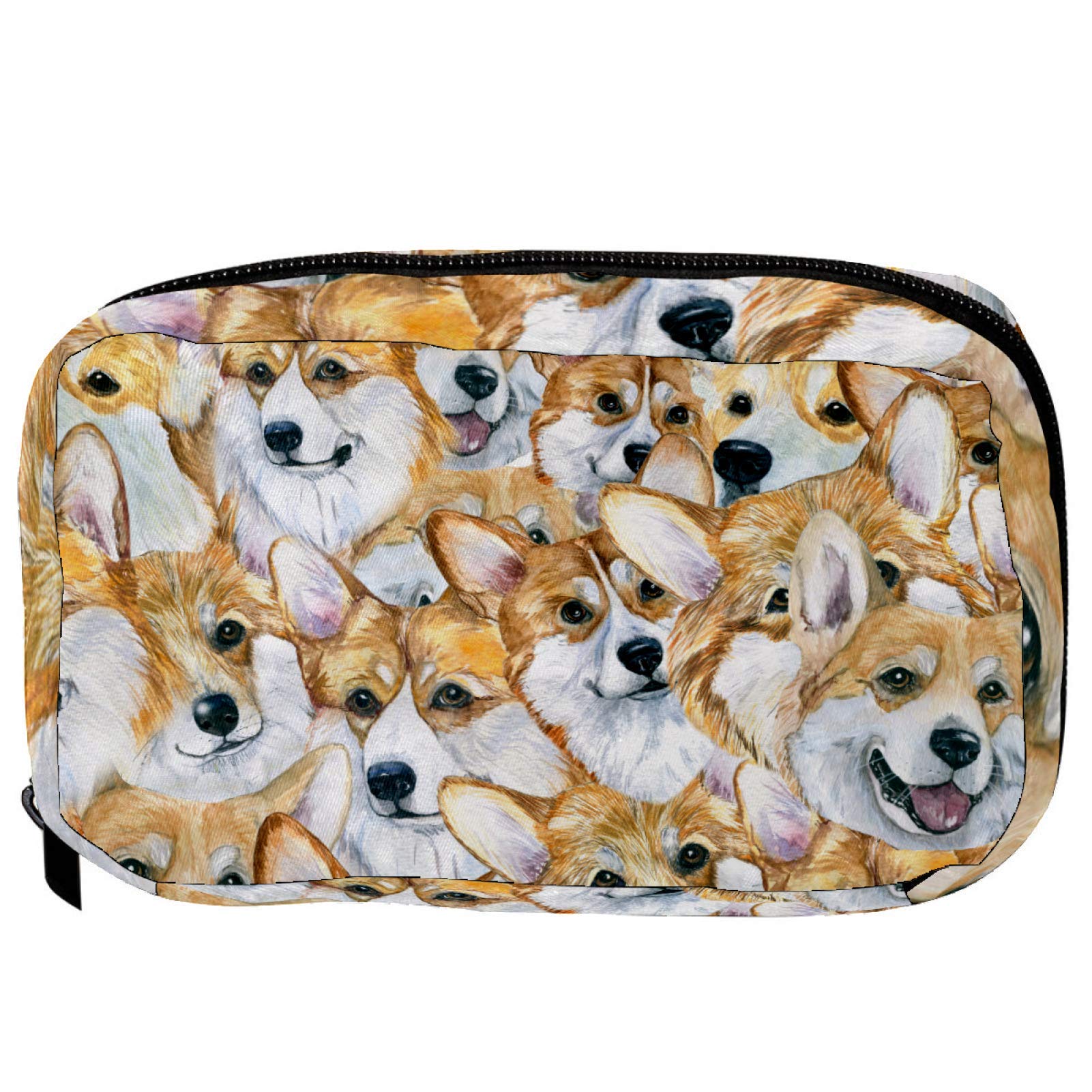 Kosmetiktasche mit süßem Hipster-Hunde-Welpen-Muster, praktische Kulturtasche, Reisetasche, Oragniser, Make-up-Tasche für Frauen und Mädchen