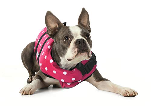 Seachoice Hundeschwimmweste, verstellbare Schwimmweste für Hunde, mit Haltegriff, rosa gepunktet, Größe XS, 3,2-6,8 kg