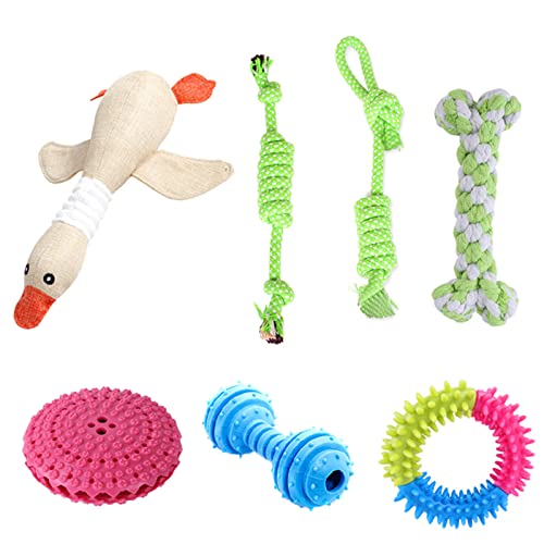 NYCEMAKEUP 10 Stück Kauspielzeug für Hunde, Stoff, Gummispielzeug für Aggressive Kauer, Gummi-Beißring, Spielzeug für Training, Reinigung, interaktives Spielzeug