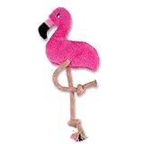 Beco Pets Hundespielzeug Fernando der Flamingo, stark, doppelt genähtes Tuch und Seil, interaktives Spielzeug mit Quietschelement, Large, Rose