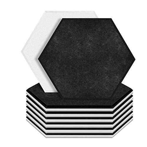 AMIUHOUN 12 StüCk Hexagon Akustik Platten AbgeschräGte Schalldichte Schaumstoff Platten, Schall Schutz Polsterung für Studio, Akustik Behandlung