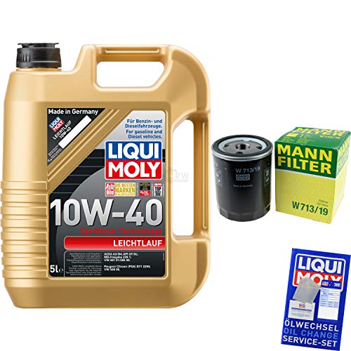Filter Set Inspektionspaket 5 Liter Liqui Moly Motoröl Leichtlauf 10W-40 MANN-FILTER Ölfilter
