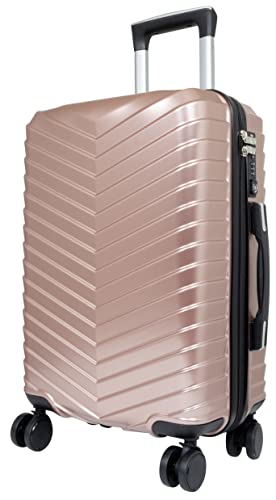 Trendyshop365 Hartschale Koffer-Set Meran 3-teilig 4 Rollen TSA Schloss (Rosa, Handgepäck - Größe S)