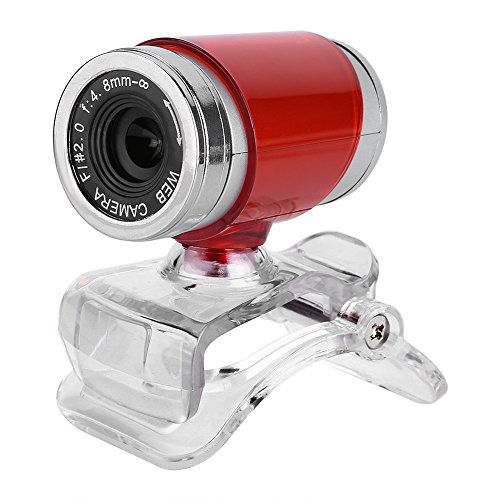 Dpofirs Webcam für PC, 12,0 Millionen Pixel Clip-on-360-Grad-Webkamera, USB-Videokamera mit Mikrofon, Full HD 640 x 480-Kamera mit dynamischer Auflösung für Laptop und Desktop(Rot + Silber)