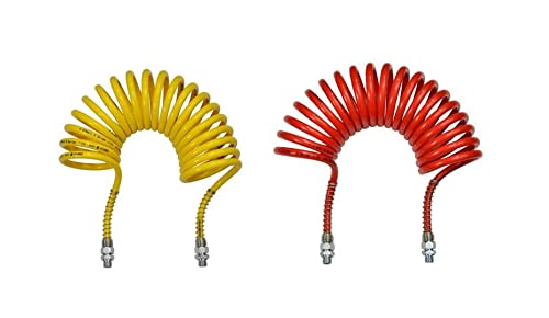 FW Fahrzeugbedarf Wilms Set: Luftwendel rot und gelb, M16, Druckluftbremse Wellschlauch Bremsschlauch Spiralschlauch