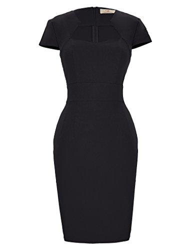 GRACE KARIN Rockabilly schwarz Kleid 50s Kleid Damen festkleid Vintage Business Kleid midi Pencil Kleid CL8947-1 M