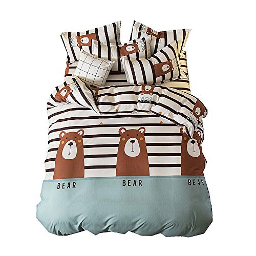 Bettwäsche Set Bettbezug,Braun Bär Muster Kind Bettbezüge 150 x 200 cm + 2 Kopfkissenbezug (150 x 200 cm)