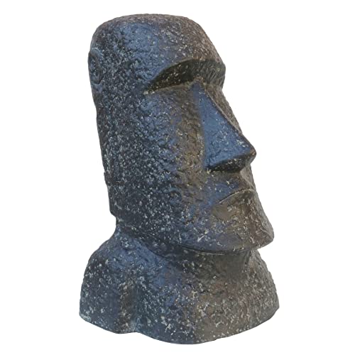 STONE art & more Moai Osterinsel Kopf Statue 40cm Steinfigur Steinguss frostfest Garten Deko Figur schwarz antik