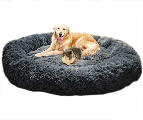 Telismei Deluxe Flauschiges Extra großes Hundebett Sofa waschbar rundes Kissen Pet Bett für große und extra große Hunde