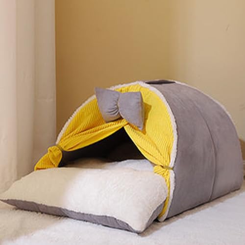 GAUDIO Katzenschlafsack, Hundebett Mittelgroße Hunde, Waschbare Haustierbetten mit Rutschfester Unterseite für Welpen und Kätzchen Im Innenbereich (Color : Yellow, Size : L)