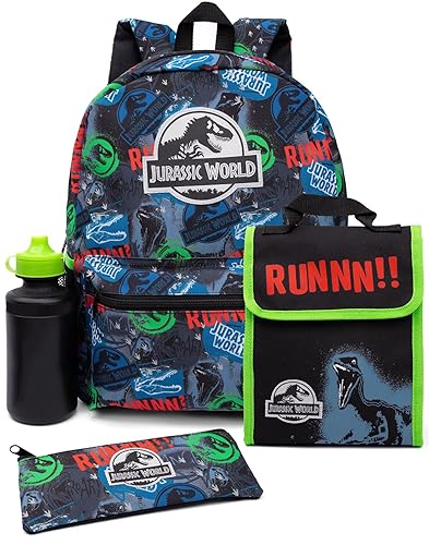 Jurassic World Rucksack Set Kinder 4 Stück Schule Lunchbox Wasserflasche