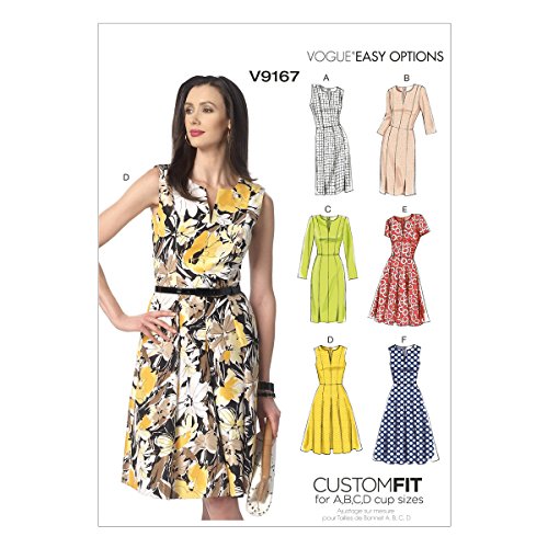 VOGUE PATTERNS Vogue Muster 9167 A5, Kleid für Damen, Größen 36-38-40, Mehrfarbig, (6-8-10-12-14)
