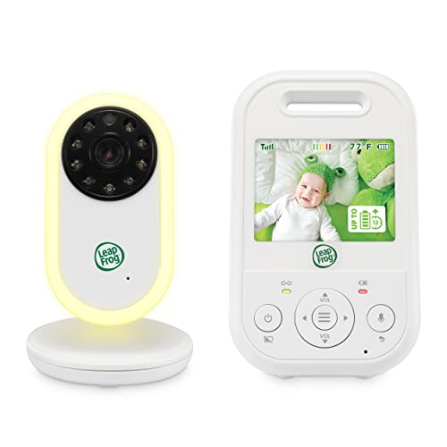 Leap Frog LF2423 Video-Babyphone mit 2,8-Zoll-IPS-Farbbildschirm, 2-fach Zoom, große Reichweite, Temperatursensor, Geräuschaktivierungsmodus, Gegensprechen, lange Akkulaufzeit, Weiss