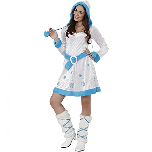Eisprinzessin Kostüm Schneeflocke für Damen Gr. XXL Kleid weiß blau mit Stulpen Winter Fasching Karneval Mottoparty