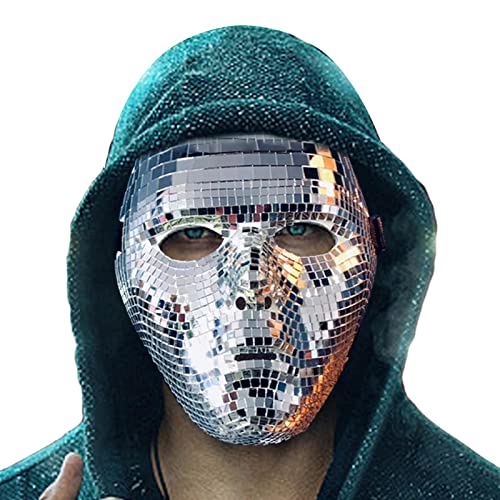 Jomewory 2 Stück Festival-Maske, Spiegelglas-Gesichtsschutz mit glitzerndem Effekt, Damen-Kostümmaske mit Glitzerelementen für Karneval, Maskerade, Nachtclub, Bikini, Mode