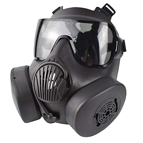 SunniMix Taktische Schutz Maske, sicherheits Full Gesicht Auge Schutz Dummy Toxischen Gas Maske mit Verstellbaren Riemen für BB Gun CS Cosplay Kostüm - Black_Gray Objektiv