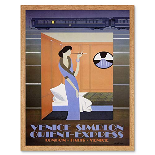 Wee Blue Coo Travel Rail Train Orient Express Venice London Paris Tunnel Retro Art Print Framed Poster Wall Decor Kunstdruck Poster Wand-Dekor-12X16 Zoll