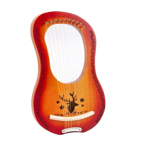 FCSHFC 7 Saiten Harfe Instrument 10 Saiten Zither Instrument Mit Putztuch, Stimmschlüssel, Picks, Anfänger Handbuch for Lyra (Color : 10 Tone Reindeer Vintage)