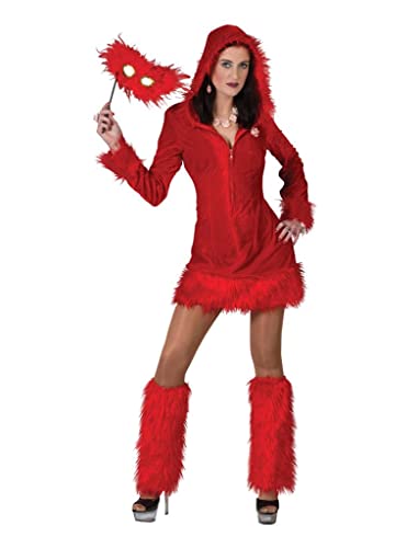 Funny Fashion Teufel Jennifer Kostüm Damen Halloween Kapuzenkleid Feuer Satan 60er Jahre Damenkostüm