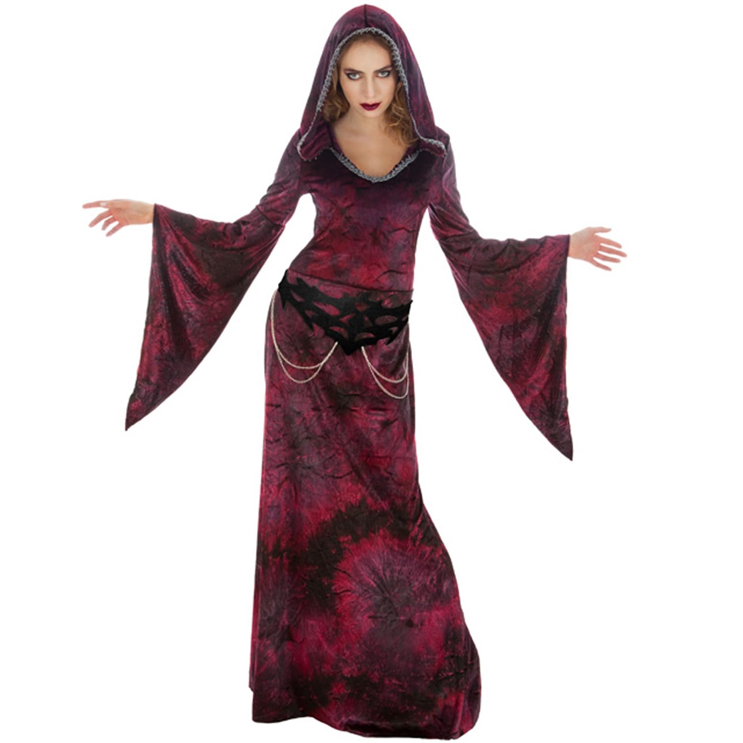 Hohe Priesterin Kostüm Halloween Hexe für Damen Gr. L Kleid Mittelalter weinrot Fasching Karneval