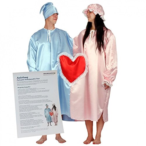 Partyspiel Schlafwandler-Paar doppeltes Nachthemd für Ehepaar Kostüm Fasching Hochzeitsspiel