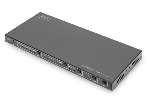 DIGITUS 4x2 HDMI Matrix Switch, 4K/60Hz Scaler, EDID, ARC, HDCP 2.2, 18 Gbps