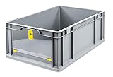 aidB Eurobox NextGen Insight Cover gelb, 600x400x220 mm, Cover hoch, robuste Regalbox mit Entnahmeöffnung, stapelbare Kunststoffkiste, ideal für die Industrie, 1St