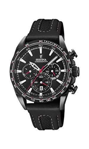 Festina Unisex Erwachsene Chronograph Quarz Smart Watch Armbanduhr mit Leder Armband F20351/3