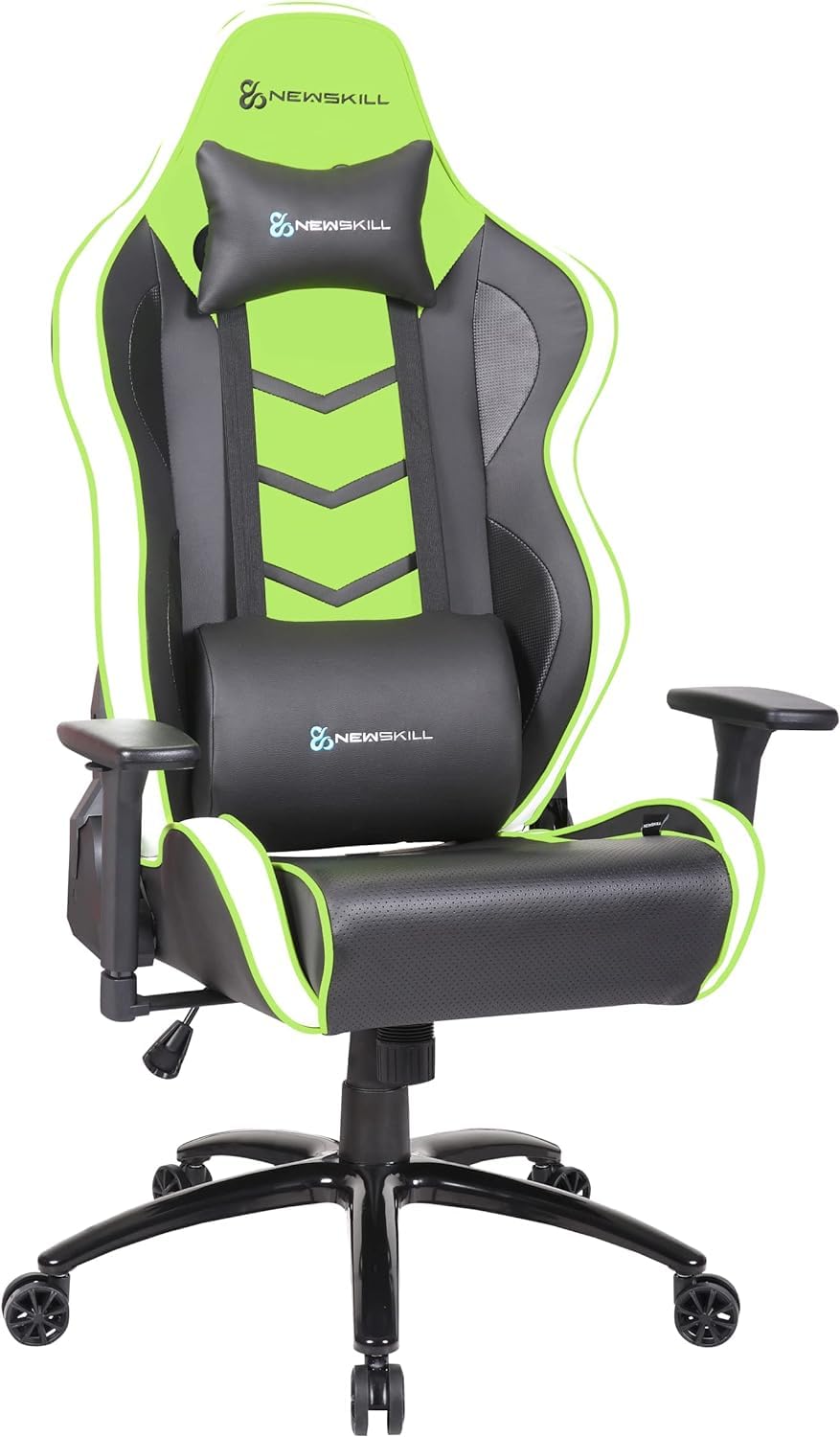 Newskill Kaidan Gaming-Stuhl, verstärkt, mit Metallgestell, Rückenlehne mit 180 Grad Verstellbarer Rückenlehne, 3D-Armlehnen, Grün