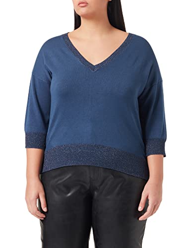 Cream Damen Simona V-Neck Pullover, Blau (Dark Denim 61689), 32 (Herstellergröße: L)