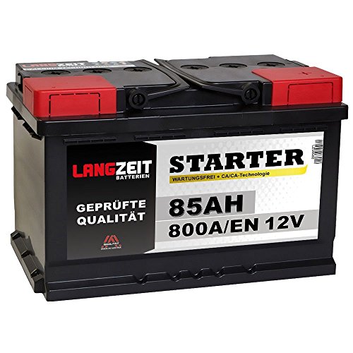LANGZEIT Starter Serie 12V 77Ah - 85Ah Autobatterie Starterbatterie, KFZ PKW Batterie (85Ah)