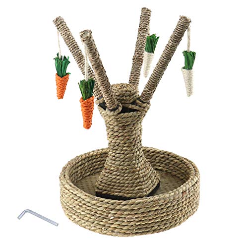 Micro Traders Bunny Spielbaum mit Imitativem Karotten-Hanfseil-Design zum Kratzen, Kauen und Spielen