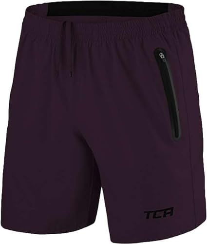 TCA Herren Elite Tech Leichte Laufhose Gymshorts Trainingsshorts und Laufshorts mit Reißverschlusstaschen - Lila, XL