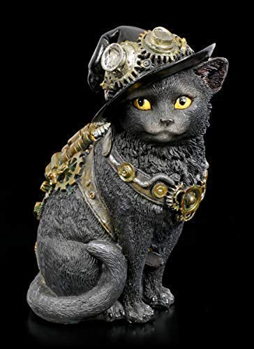 Fantasy Steampunk Katzen Figur - Clockwork Kitty | Dekofigur, handbemalt