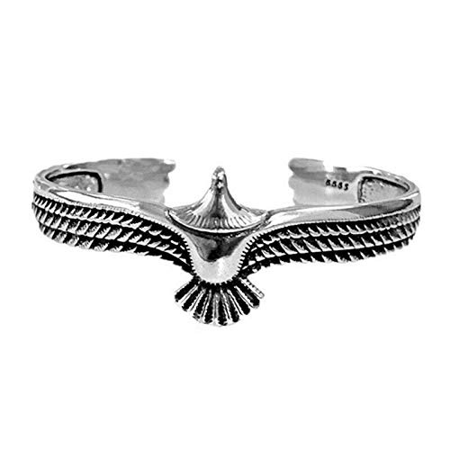 S925 Sterling Silber Adler Manschette Armband Offenes Armband Adler Armband Herren verstellbares Armband Mann Frau Schmuck Unisex (Silver)
