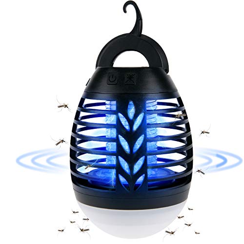 ROVLAK Insektenvernichter Camping Outdoor LED Mückenlampe USB 2-In-1 Insektenvernichter Elektrisch Wiederaufladbar, mit 3 Beleuchtungsmodi Moskito Schutz Lampe für Freien