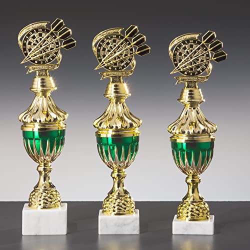 eberin · Pokal Serie Dart, Gold-grün, mit Wunschtext, Größe 33,5 cm